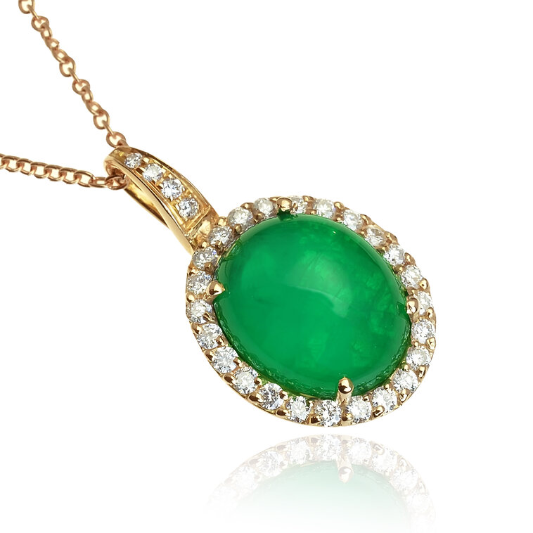 Zlatý náhrdelník Moraglione 1922 so smaragdom, horským krištáľom a diamantmi