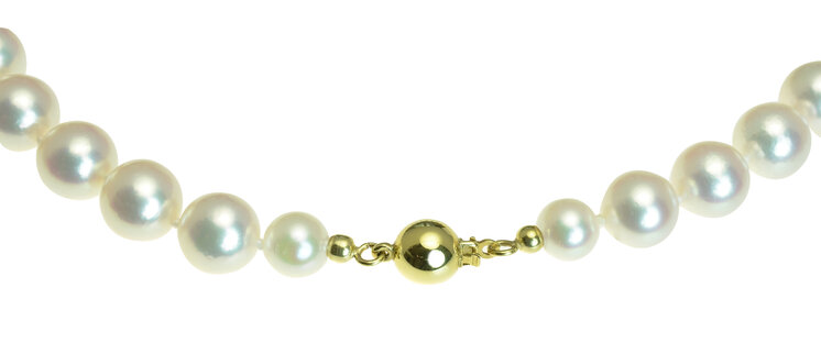 Zlatý náhrdelník s morskými Akoya perlami