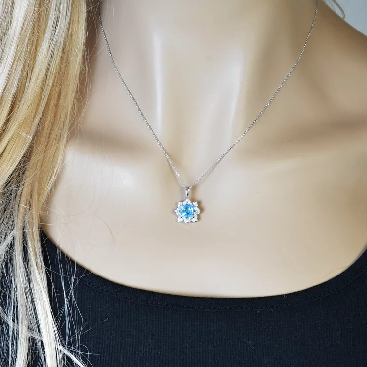 Zlatý náhrdelník s topásom a diamantmi Sky flower LNL433.AV