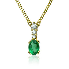 Zlatý náhrdelník so smaragdom a diamantmi