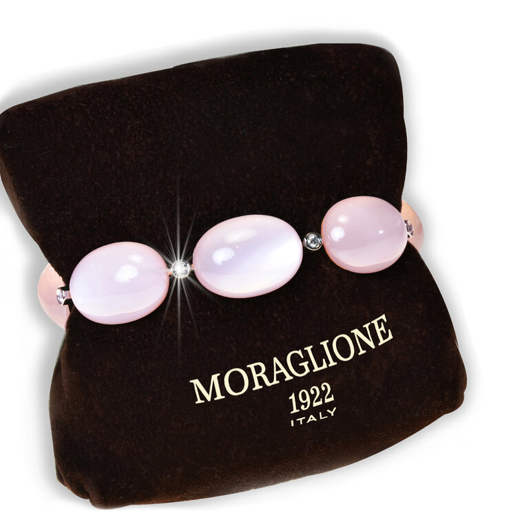 Zlatý náramok Moraglione 1922 s ruženínom, perleťou a diamantmi