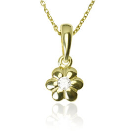 Zlatý prívesok Clem kvetinka s diamantom