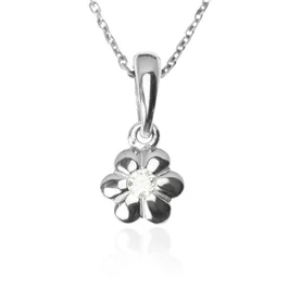 Zlatý prívesok Clem white kvetinka s diamantom Zlatý prívesok Clem white kvetinka s diamantom