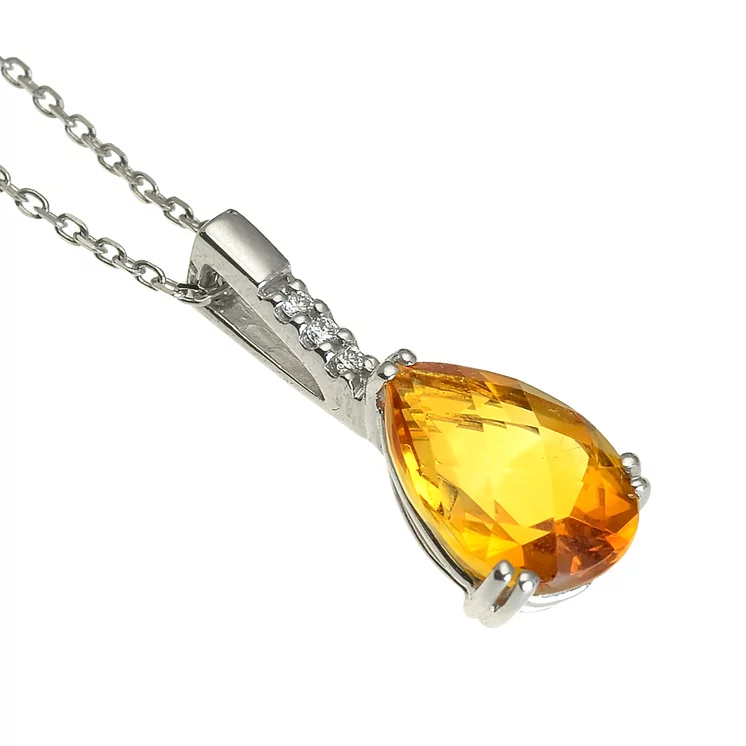 Zlatý prívesok s citrínom a diamantmi Zlatý prívesok s citrínom a diamantmi