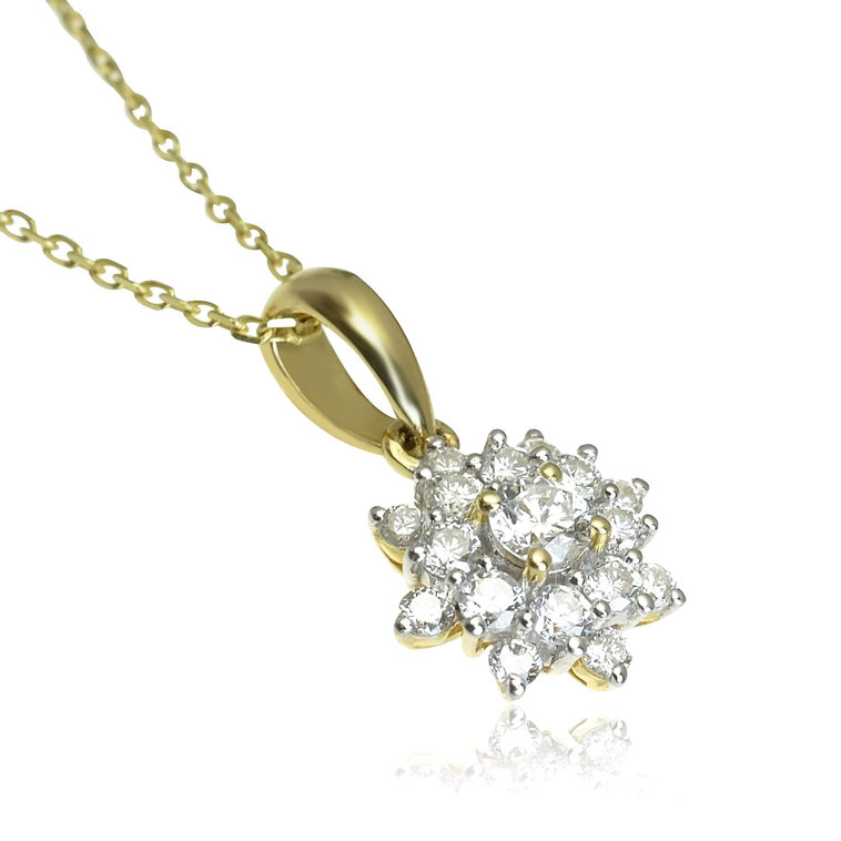 Zlatý prívesok s diamantmi Flower yellow