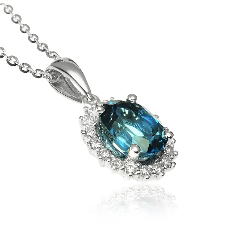 Zlatý prívesok s london blue topásom a diamantmi Zlatý prívesok s london blue topásom a diamantmi