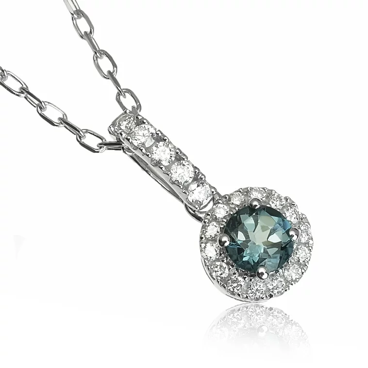 Zlatý prívesok s london blue topásom a diamantmi