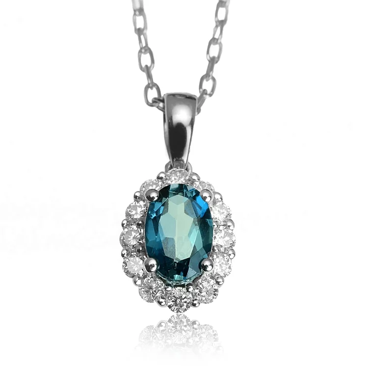 Zlatý prívesok s london blue topásom a diamantmi Zlatý prívesok s london blue topásom a diamantmi