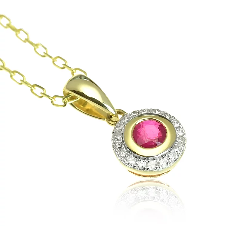 Zlatý prívesok s rubínom a diamantmi Zlatý prívesok s rubínom a diamantmi