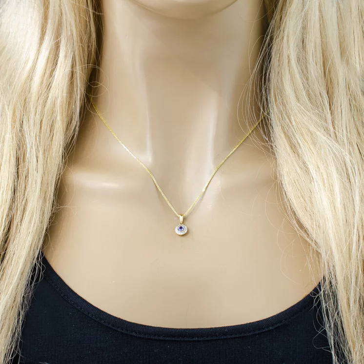 Zlatý prívesok s tanzanitom a diamantmi Zlatý prívesok s tanzanitom a diamantmi