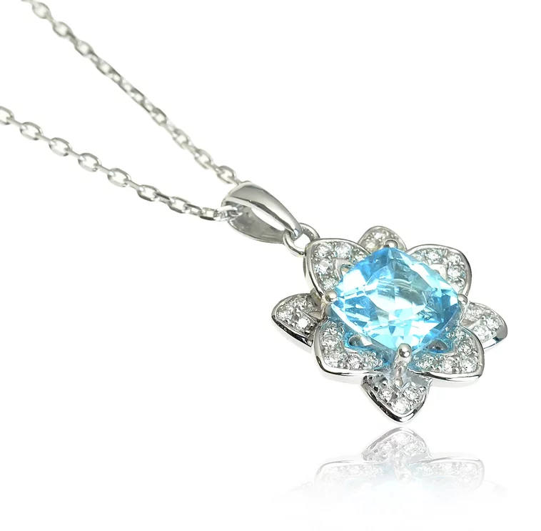 Zlatý prívesok s topásom a diamantmi Sky flower Zlatý prívesok s topásom a diamantmi Sky flower