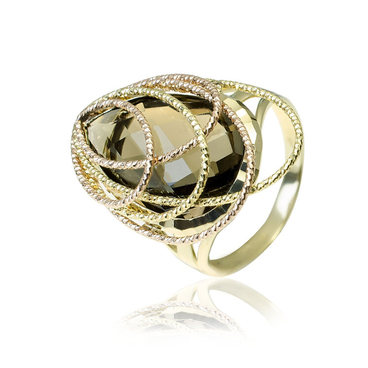 Zlatý prsteň Brown gem so záhnedou