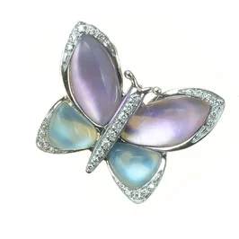Zlatý prsteň Moraglione 1922 s ametystom, london blue topásom, perleťou a diamantmi Zlatý prsteň Moraglione 1922 s ametystom, london blue topásom, perleťou a diamantmi