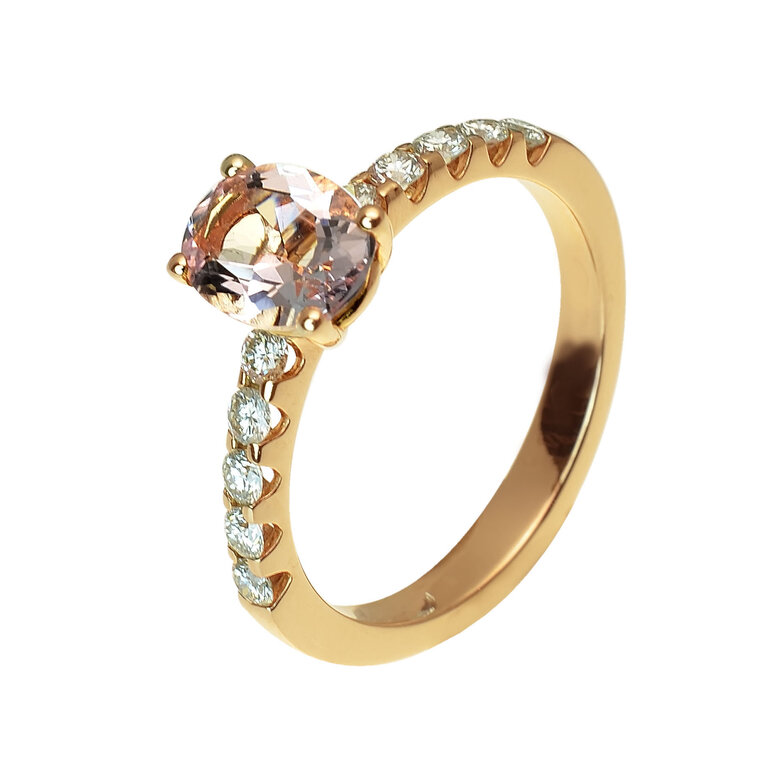 Zlatý prsteň Moraglione 1922 s morganitom a diamantmi