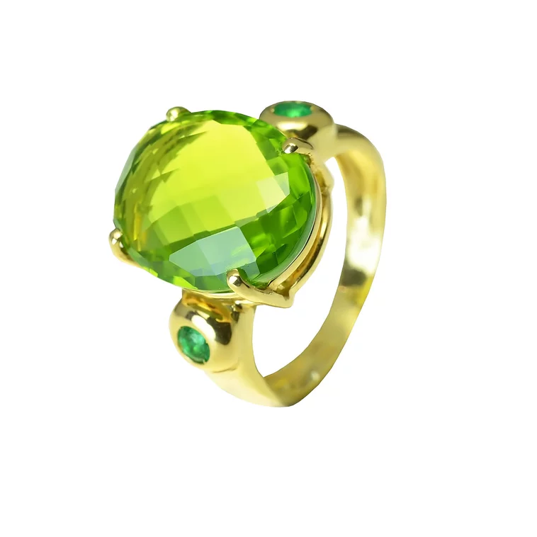 Zlatý prsteň Moraglione 1922 s peridotom a smaragdami Zlatý prsteň Moraglione 1922 s peridotom a smaragdami