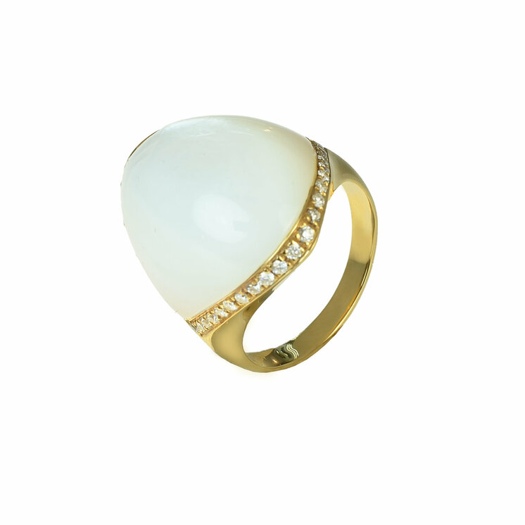 Zlatý prsteň Moraglione 1922 s prírodnou perleťou a diamantmi