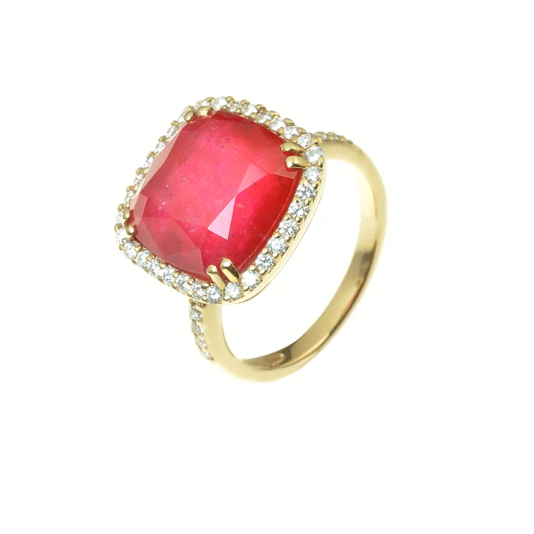 Zlatý prsteň Moraglione 1922 s rubínom a diamantmi Zlatý prsteň Moraglione 1922 s rubínom a diamantmi