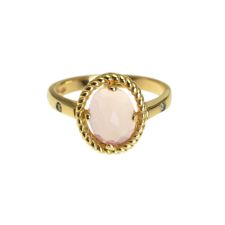Zlatý prsteň Moraglione 1922 s ruženínom a diamantmi