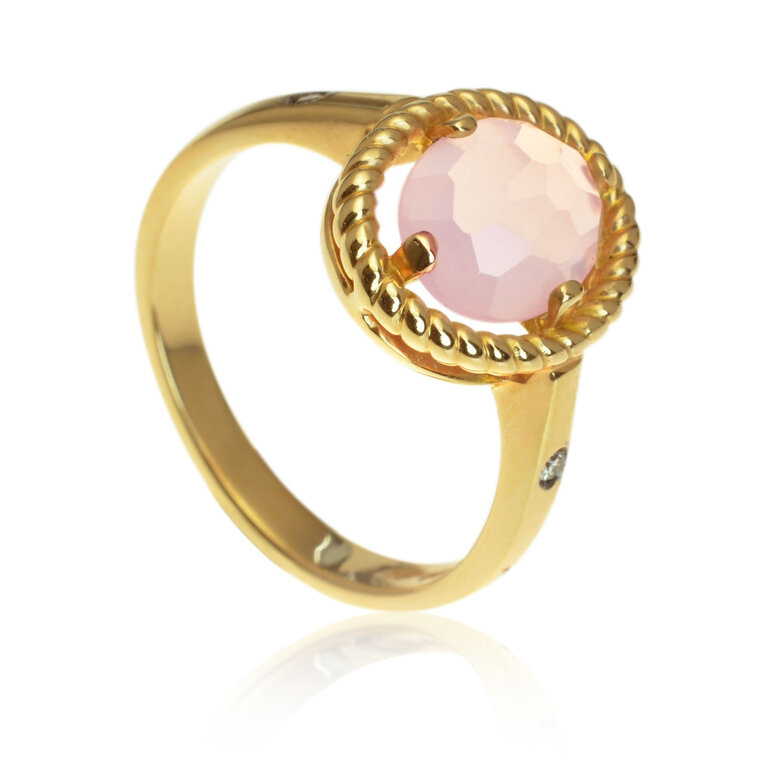 Zlatý prsteň Moraglione 1922 s ruženínom a diamantmi