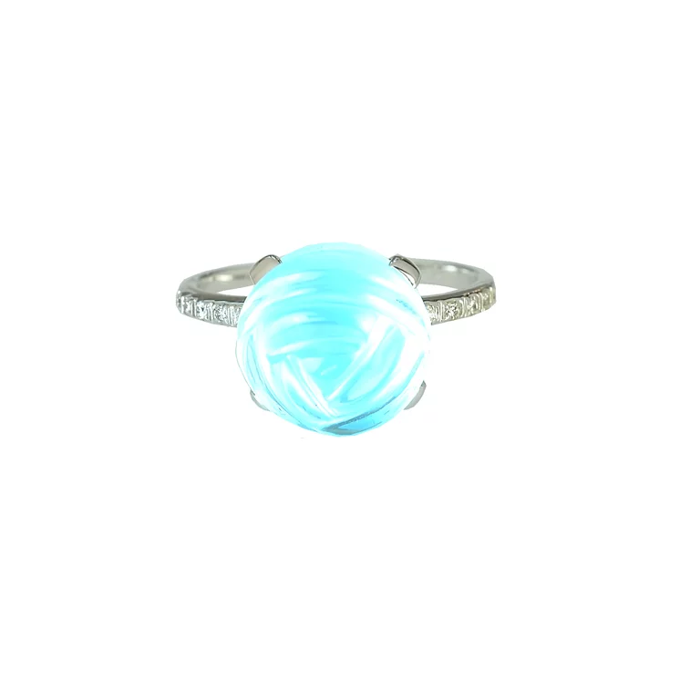 Zlatý prsteň Moraglione 1922 s topásom perleťou a diamantmi Zlatý prsteň Moraglione 1922 s topásom perleťou a diamantmi