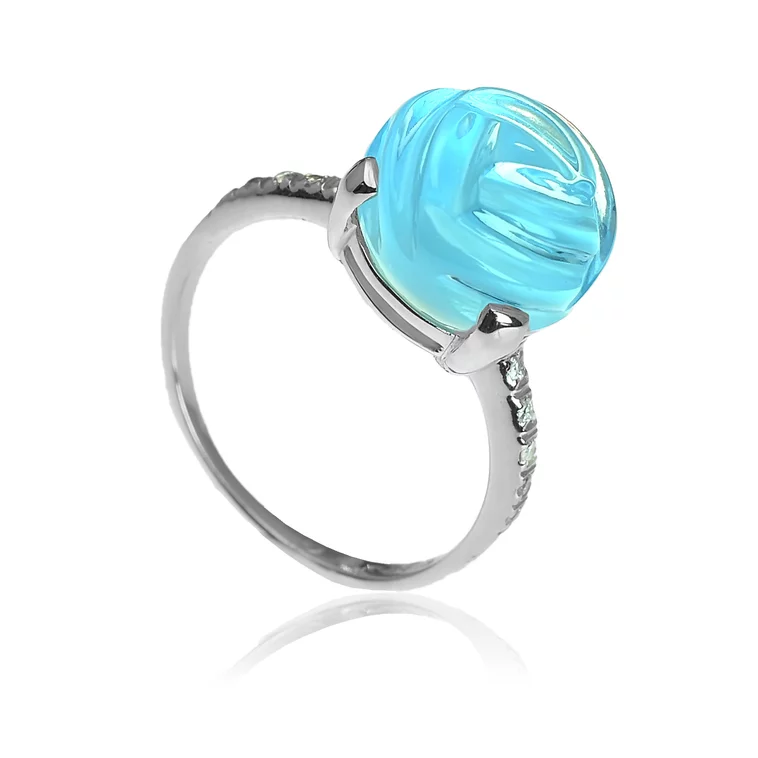 Zlatý prsteň Moraglione 1922 s topásom perleťou a diamantmi Zlatý prsteň Moraglione 1922 s topásom perleťou a diamantmi
