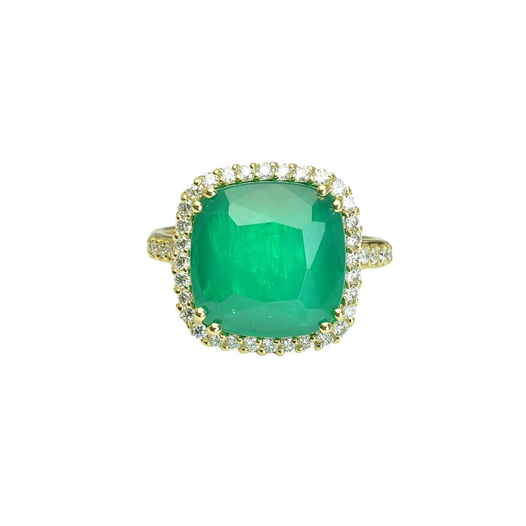 Zlatý prsteň Moraglione 1922 so smaragdom a diamantmi