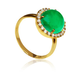 Zlatý prsteň Moraglione 1922 so smaragdom, krištáľom a diamantmi