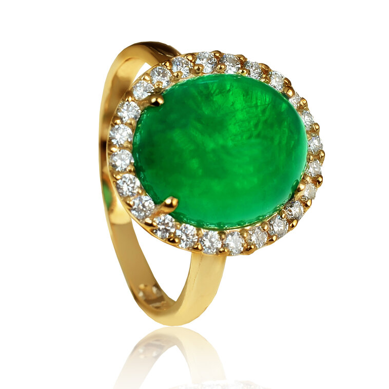 Zlatý prsteň Moraglione 1922 so smaragdom, krištáľom a diamantmi