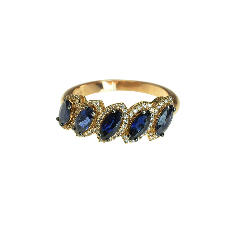 Zlatý prsteň Moraglione 1922 so zafírmi a diamantmi