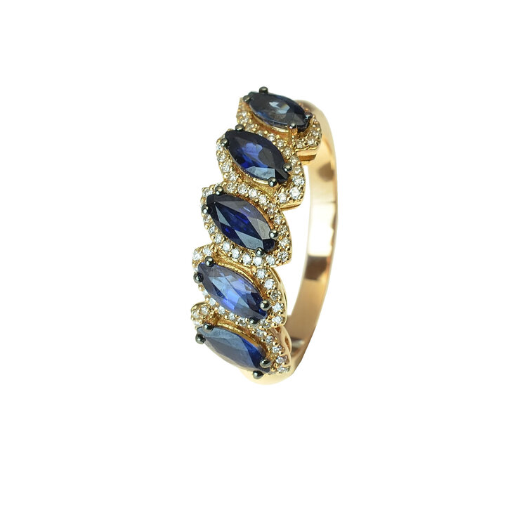 Zlatý prsteň Moraglione 1922 so zafírmi a diamantmi