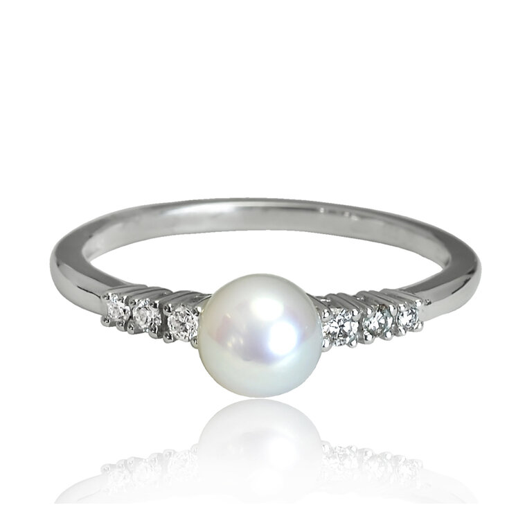 Zlatý prsteň s diamantmi a morskou perlou