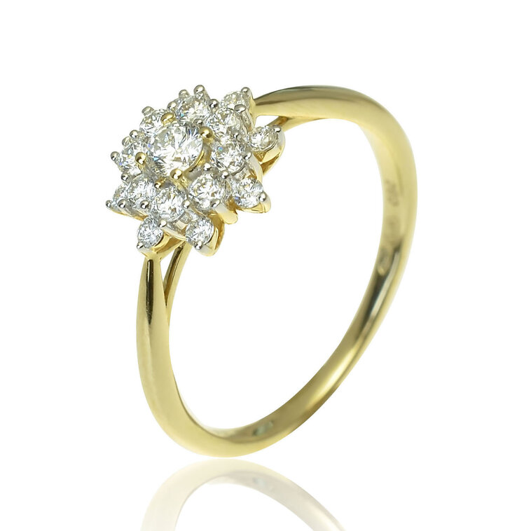 Zlatý prsteň s diamantmi Flower yellow