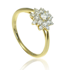 Zlatý prsteň s diamantmi Flower yellow