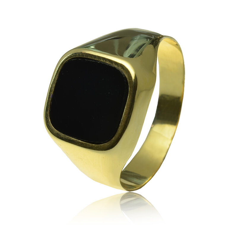 Zlatý prsteň s ónyxom