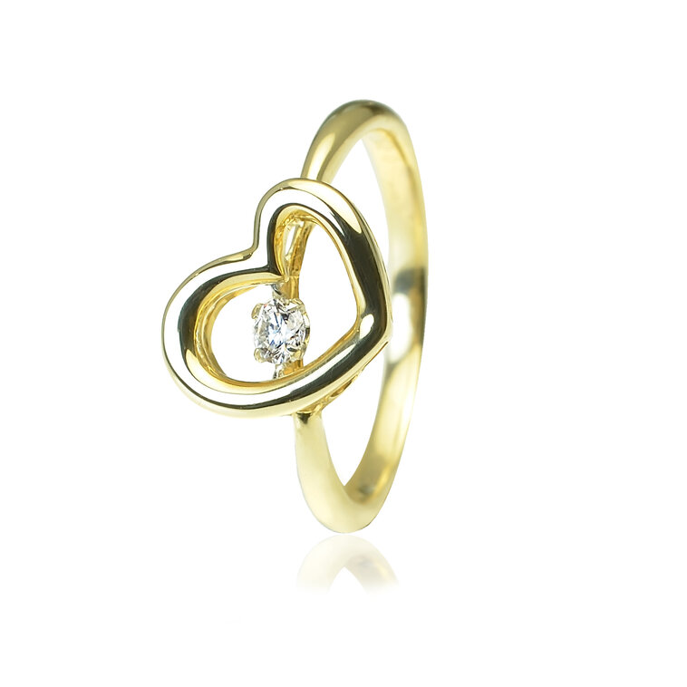 Zlatý prsteň s pohyblivým diamantom Srdiečko