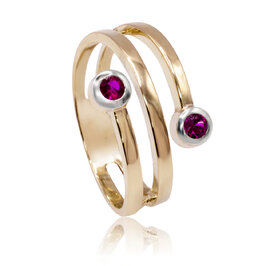 Zlatý prsteň s rubínmi pink twist LRG741.WS