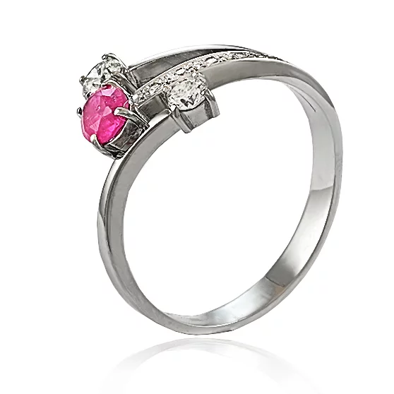 Zlatý prsteň s rubínom a diamantmi Zlatý prsteň s rubínom a diamantmi