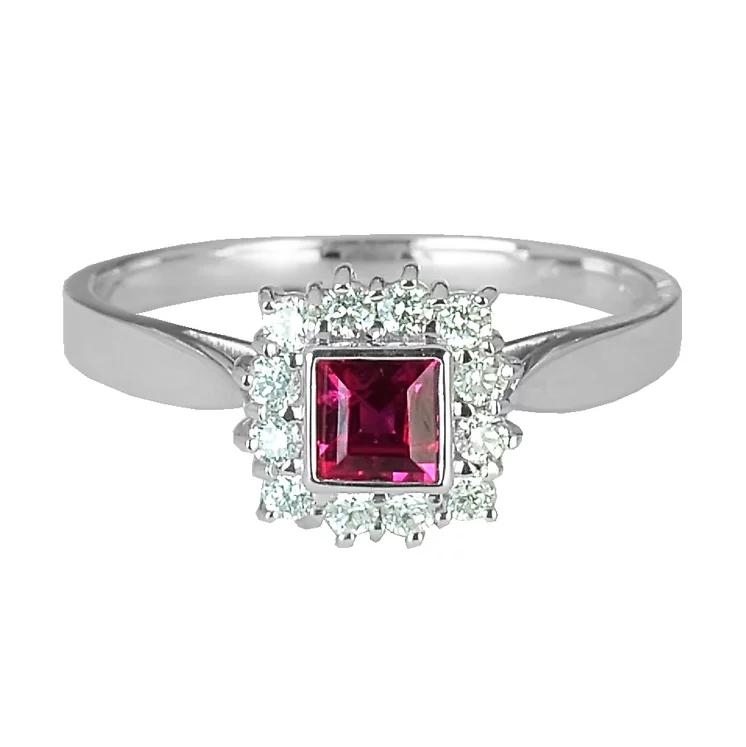 Zlatý prsteň s rubínom a diamantmi Zlatý prsteň s rubínom a diamantmi
