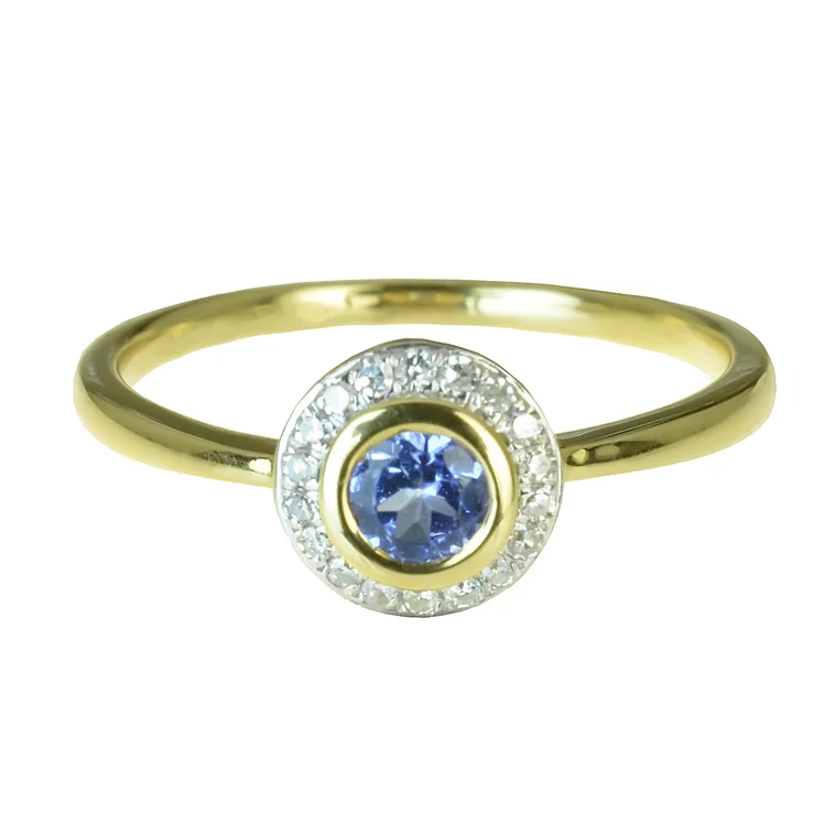 Zlatý prsteň s tanzanitom a diamantmi Zlatý prsteň s tanzanitom a diamantmi