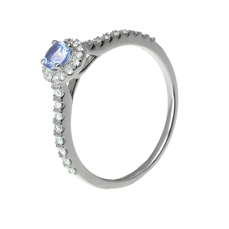 Zlatý prsteň s tanzanitom a diamantmi Zlatý prsteň s tanzanitom a diamantmi
