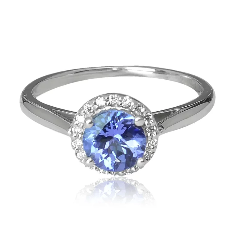 Zlatý prsteň s tanzanitom a diamantmi Zlatý prsteň s tanzanitom a diamantmi