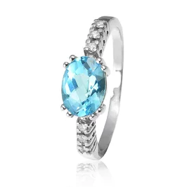 Zlatý prsteň s topásom a diamantmi Zlatý prsteň s topásom a diamantmi
