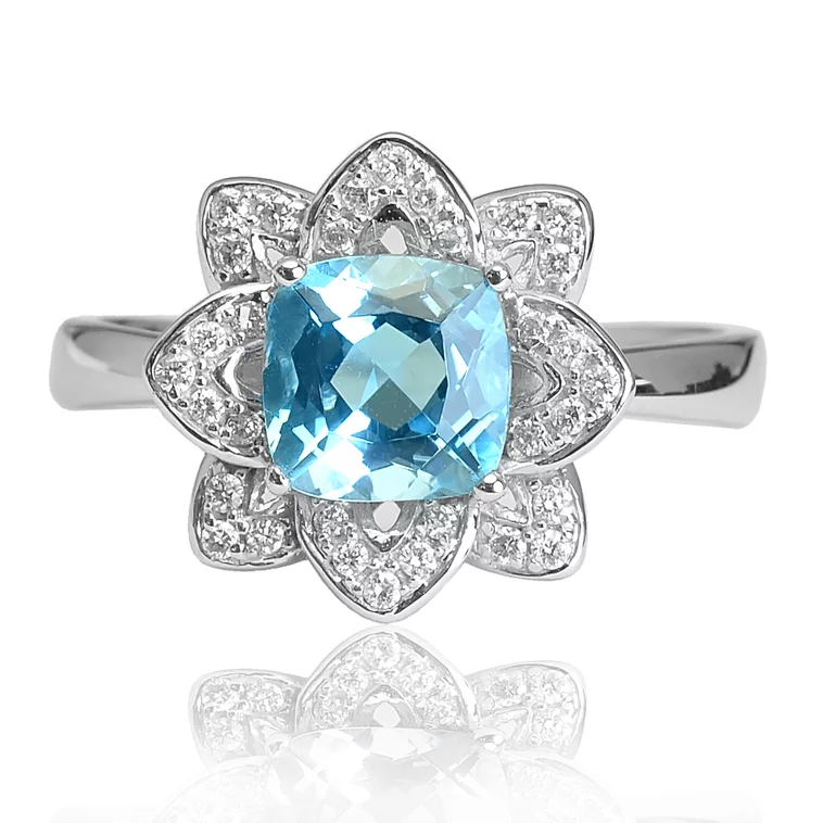 Zlatý prsteň s topásom a diamantmi Sky flower Zlatý prsteň s topásom a diamantmi Sky flower