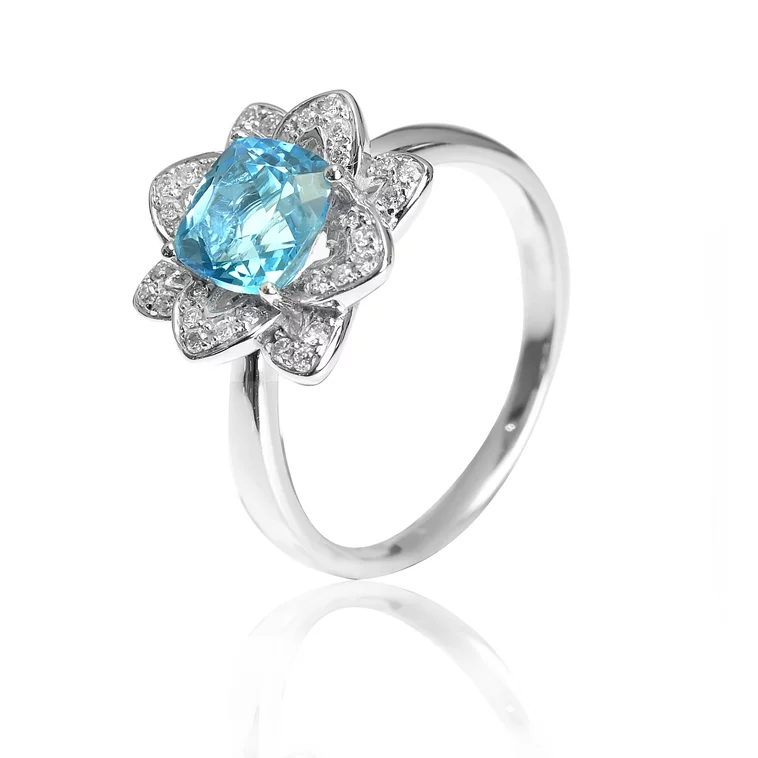 Zlatý prsteň s topásom a diamantmi Sky flower Zlatý prsteň s topásom a diamantmi Sky flower