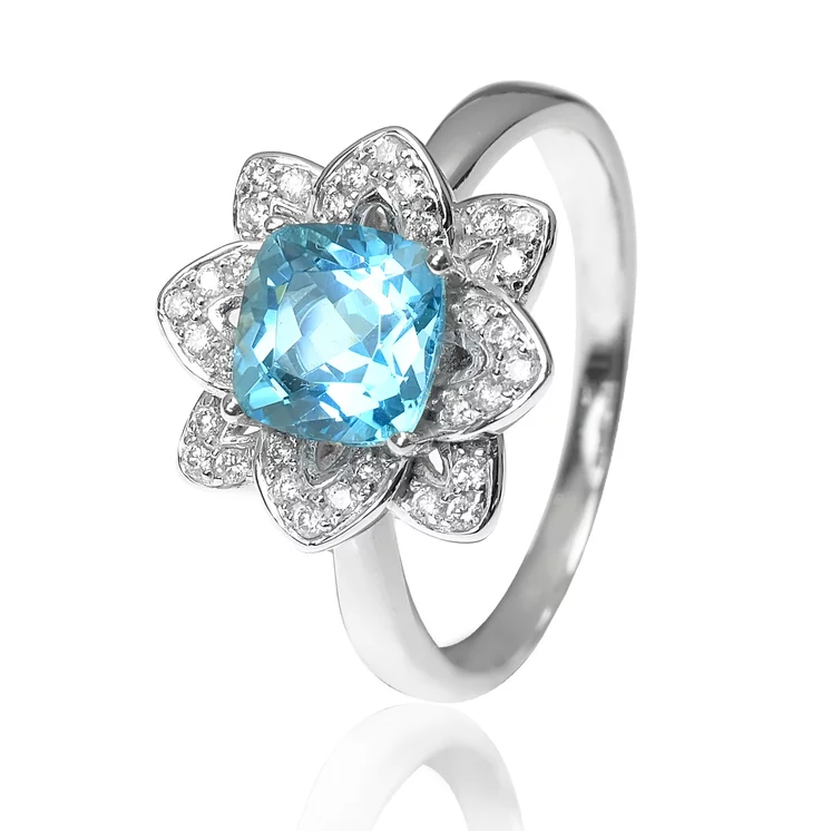 Zlatý prsteň s topásom a diamantmi Sky flower Zlatý prsteň s topásom a diamantmi Sky flower