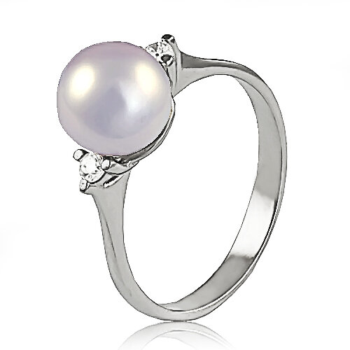 Zlatý prsteň so sladkovodnou perlou a diamantmi