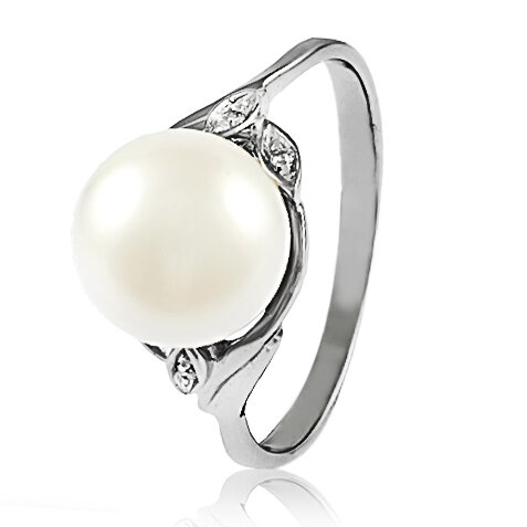 Zlatý prsteň so sladkovodnou perlou a diamantmi Kassandra