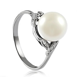 Zlatý prsteň so sladkovodnou perlou a diamantmi Kassandra